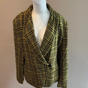 Episode Plaid Women's Jacket - green and Black size 12 100% Wool